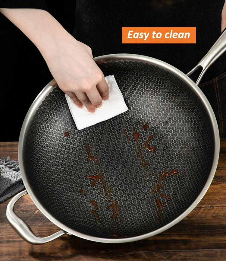 Stainless Steel Kitchenware Utensil Cookware Cooker Pot Multifunction Metal Material Honeycomb Nonstick Coating Griddle Fry Pans with Glass Lid