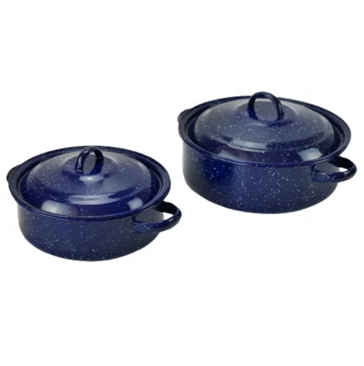 Camping Cookware Sets Enamel Steels Casseroles Pot Pan with Classic Design