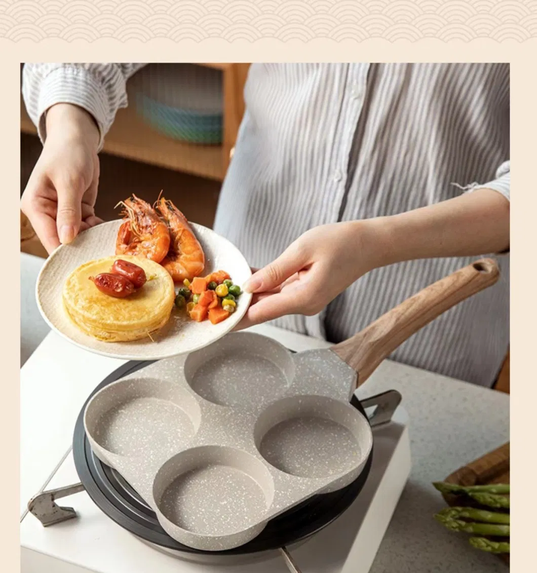 4 Holes Egg Burger Omelette Aluminum Non-Stick Pan Breakfast Frying Pan