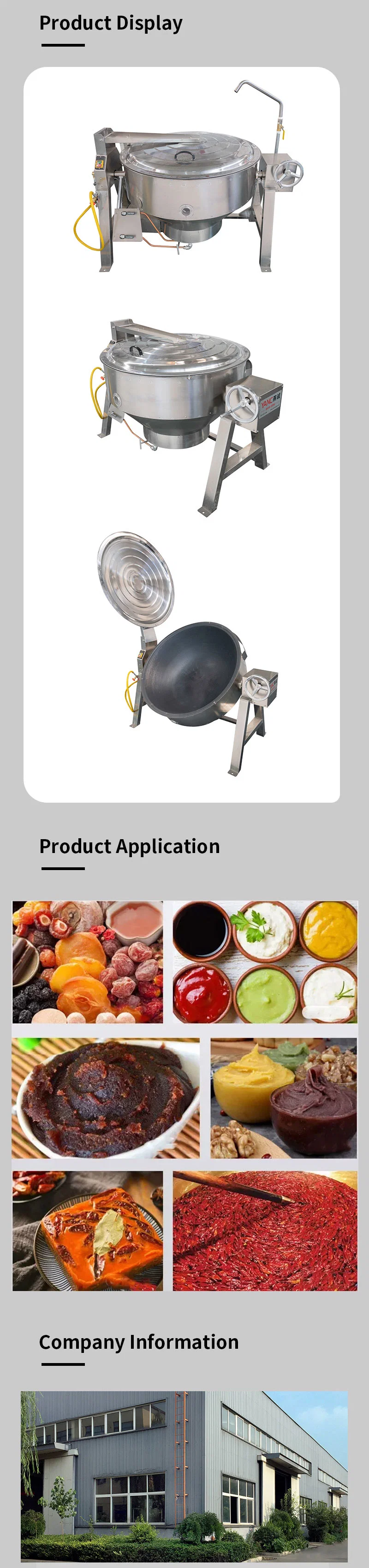 Tilting Planetary Stirring Wok Food Chili Sauce Mixer Automatic Gas Planetary Stirring Jacketed Pot