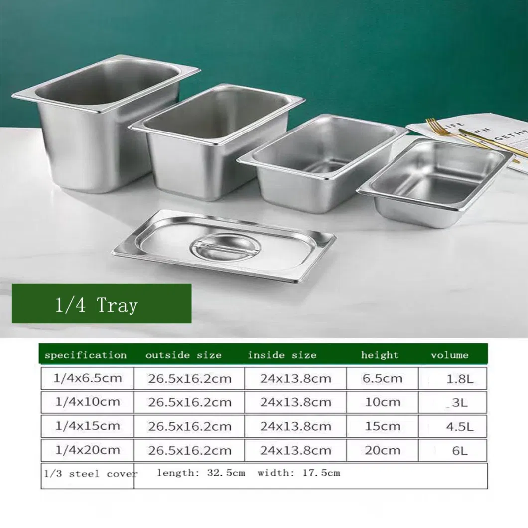 20-200mm 1/1 Gn Pan Stainless Steel Gastronorm Containers Food Storage Hotel Gn Pan with Stainless Lid Customized