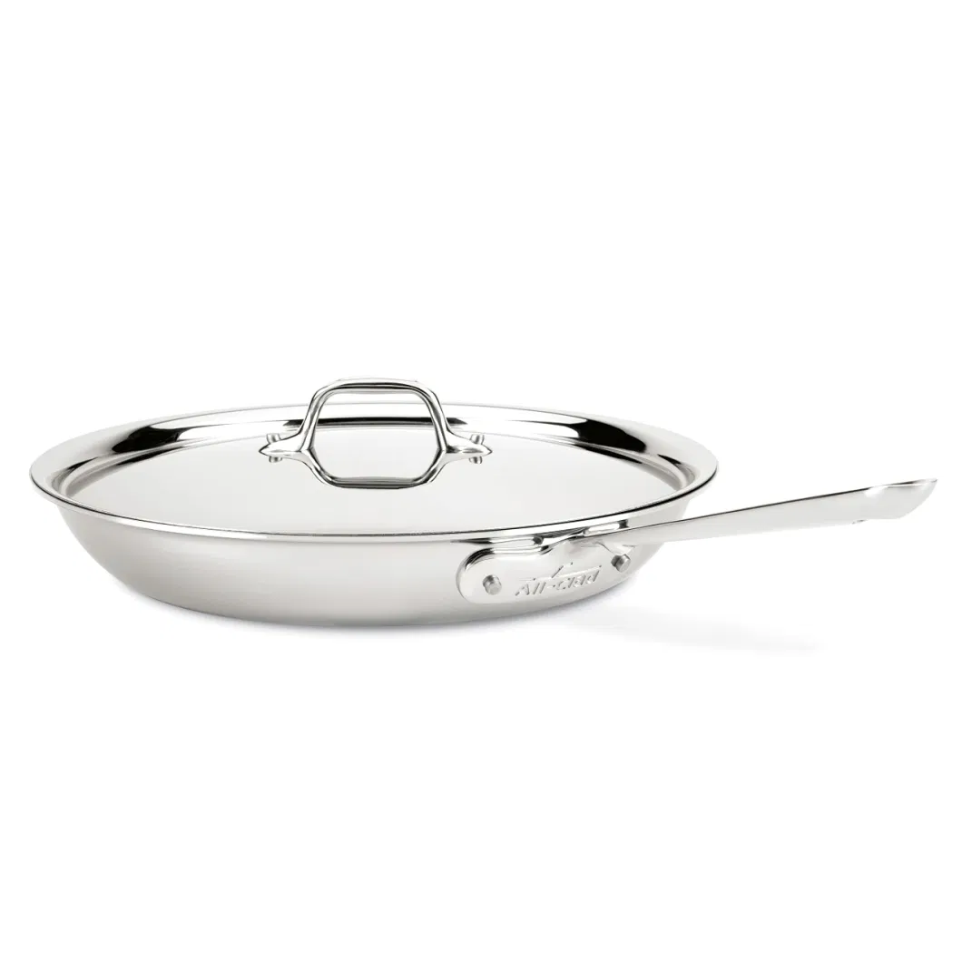 3-Ply Stainless-Steel Fry-Pan with Lid Induction Oven-Safe 600f Pots and Pans Cookware