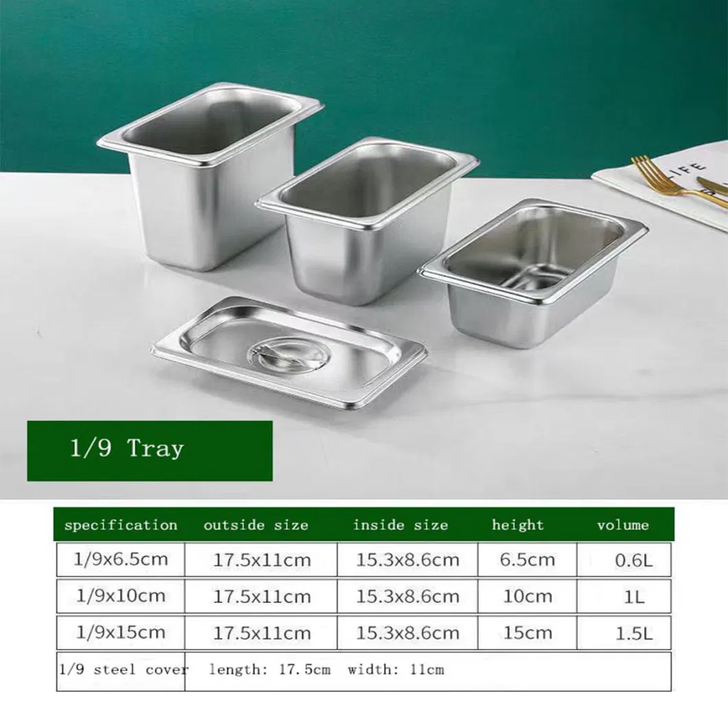 20-200mm 1/1 Gn Pan Stainless Steel Gastronorm Containers Food Storage Hotel Gn Pan with Stainless Lid Customized