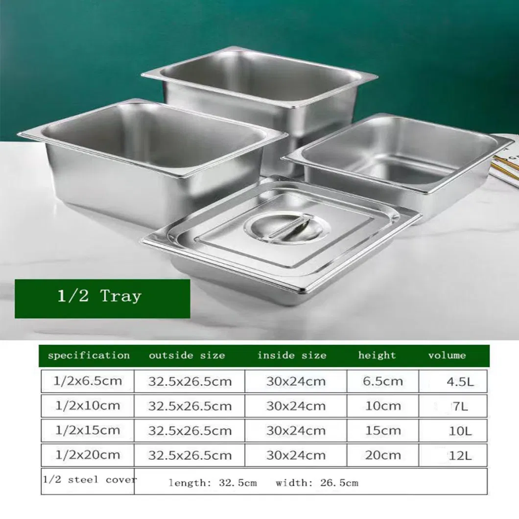 20-200mm 1/1 Gn Pan Stainless Steel Gastronorm Containers Food Storage Hotel Gn Pan with Stainless Lid Customized