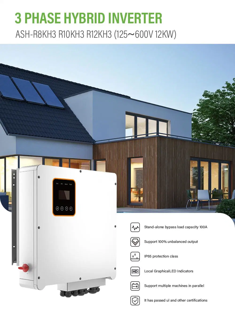 6kw 8kw 10kw 12kw Three Phase off Grid Grid Tie Inverter Solar Hybrid Parallel Solar Inverter