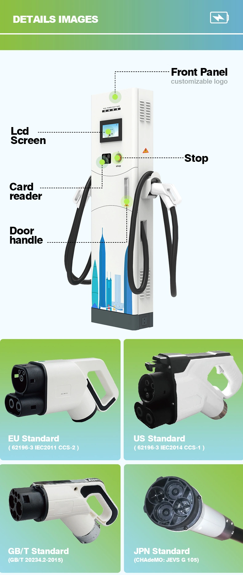 Split Type DC APP Control EV Charger Factory Manufacturer Ocpp CCS2 CCS1 Gbt Ten Guns 200A Fast Electric Car Charging Station