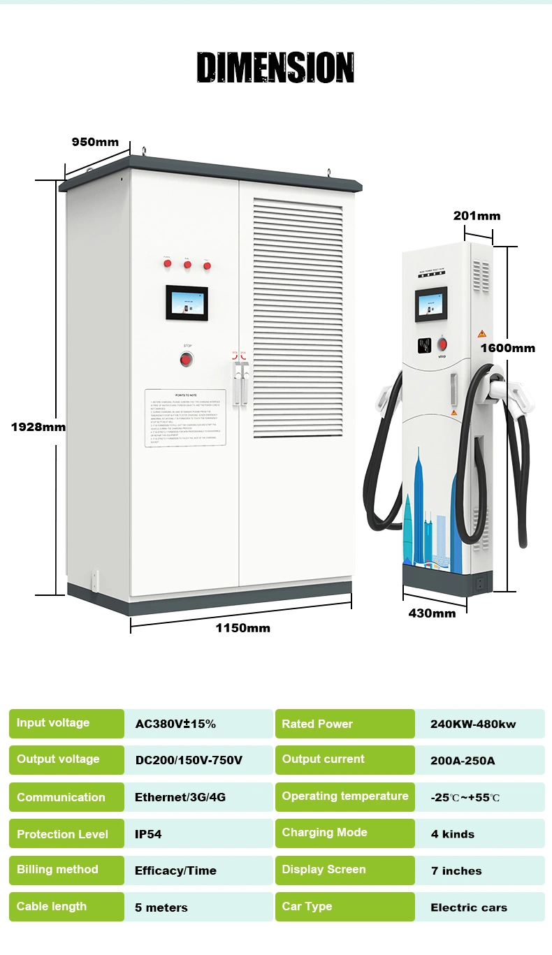 DC Fast 360kw Six Gun Electric Car EV Fast Charging Station with Outdoor Advertisement Screen EV Charger