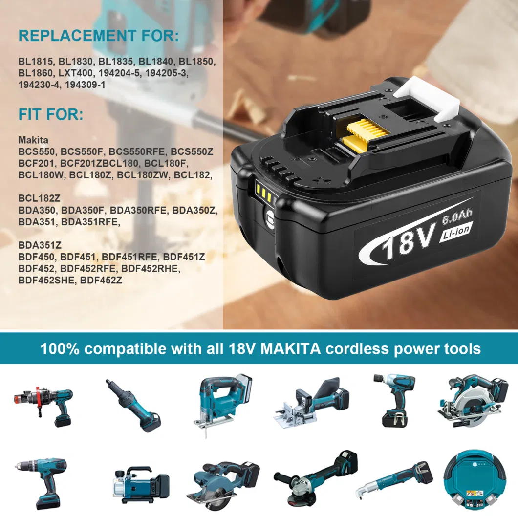 Rechargeable Battery for Makita Bl1860 18V 4000mAh Battery Replacement