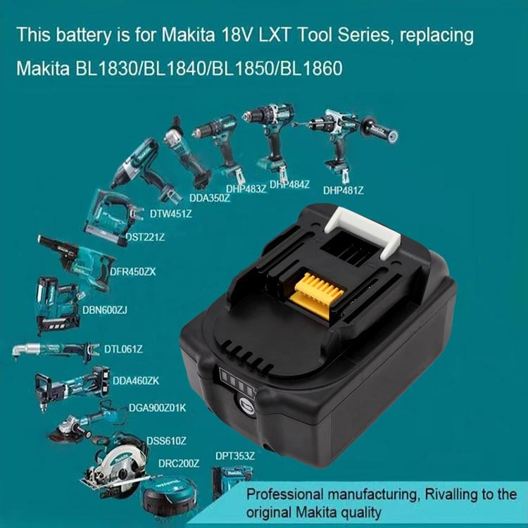 Lithium Ion 18V Bl1860 Bl1830 Power Tool Drill Batteries Pack Replacement Makitas Battery 3ah