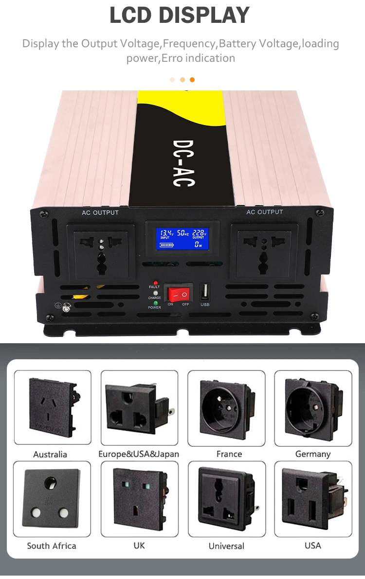 3000W 12V/24V/48V DC to AC 110V/220V UPS Power Inverter with Charger