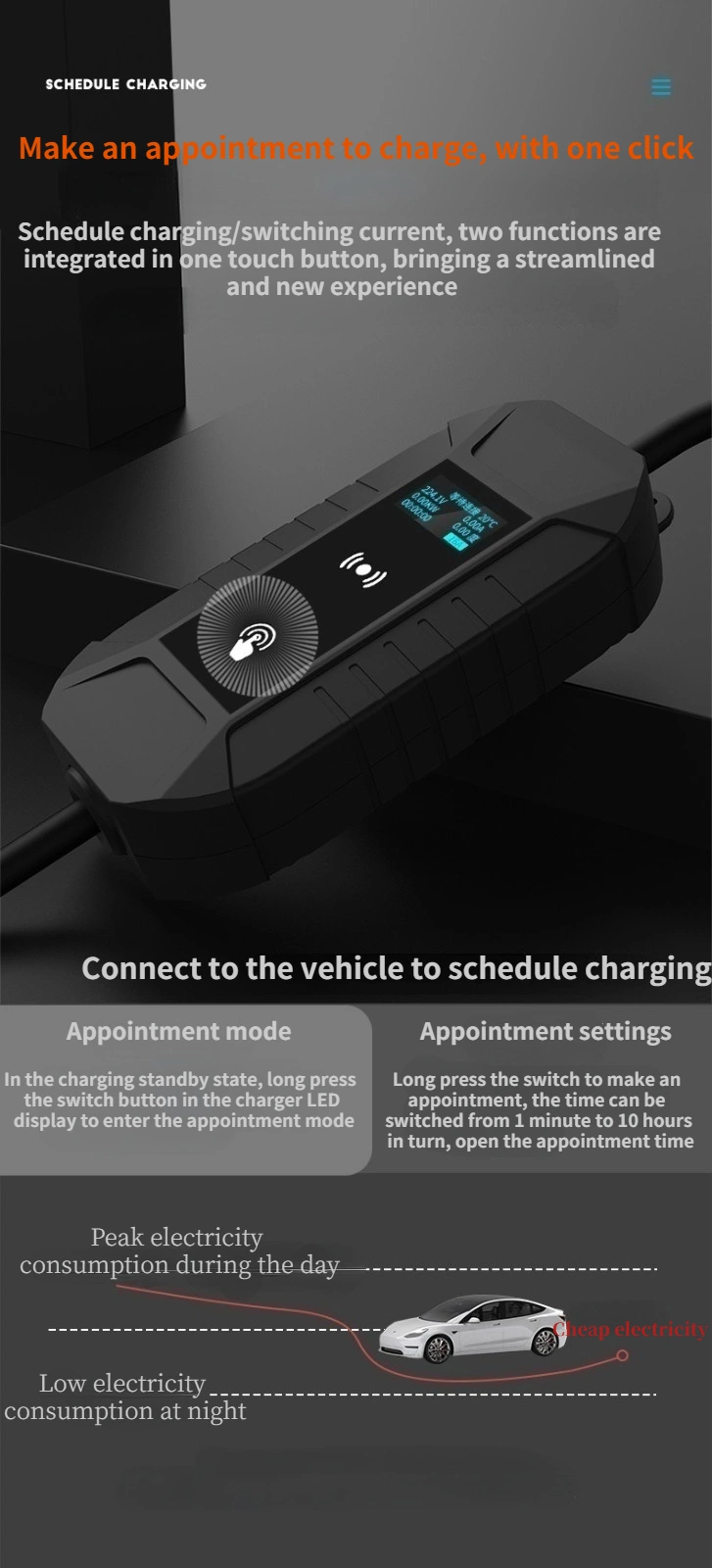 New Energy Vehicle Charger Is Applicable to Tesla Model3xsy on-Board Charging Gun 7kw