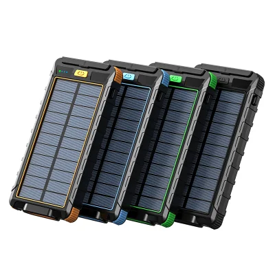 Resistente al agua a los golpes de Energía Solar externo USB cargador de batería Banco Pack con los bancos de potencia portátil de la brújula