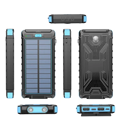 Resistente al agua a los golpes de Energía Solar externo USB cargador de batería Banco Pack con los bancos de potencia portátil de la brújula