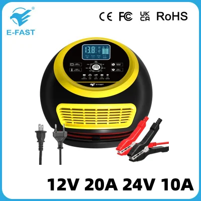 LCD portátil 12V 24V coches motocicleta de plomo-ácido cargador de batería para LiFePO4 AGM