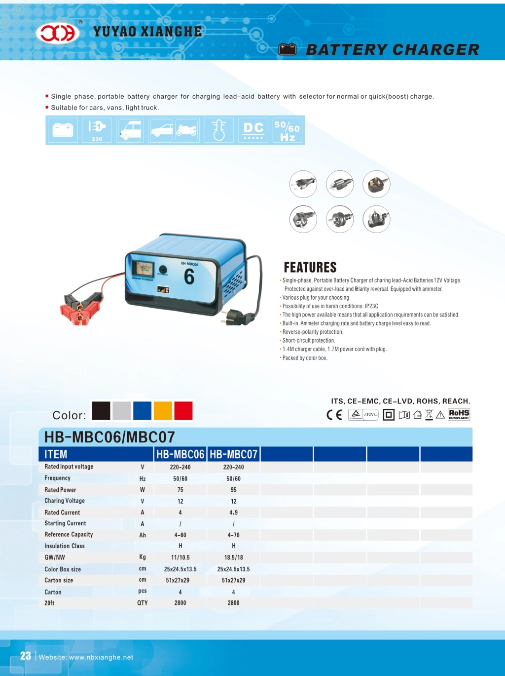 Car Battery Charger for Sealed Acid Lead Battery in Metal Case