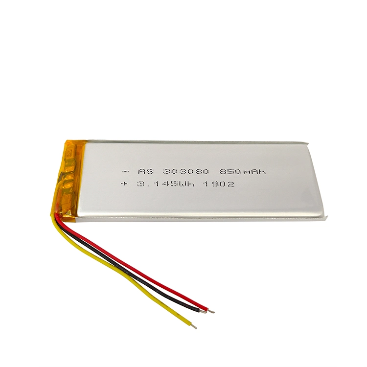 IEC62133 Certified Rechargeable 3.7V Lipo Battery 303080 850mAh Lithium Polymer Battery for Charger