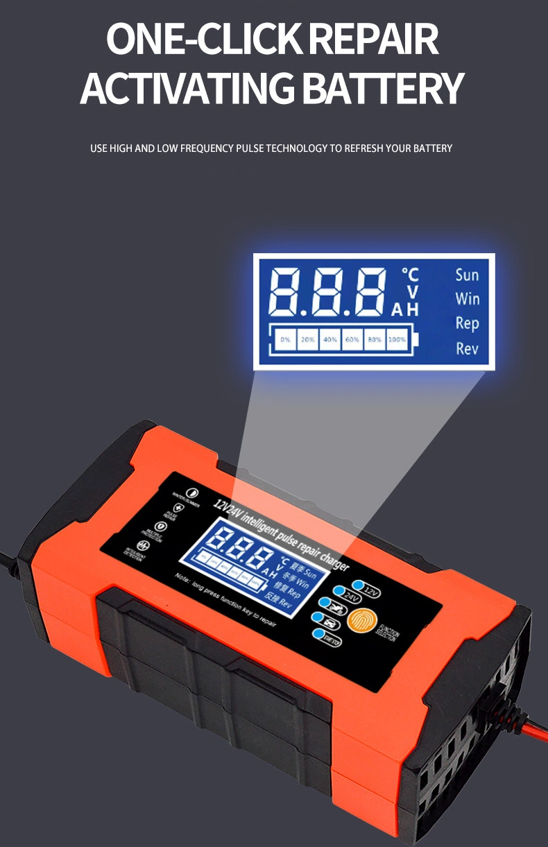 Universal 12V 24V Battery Charger 12V 10A 24V 5A Professional Fast Automatic Pulse Repair Truck Car Motorcycle Batteries Charger