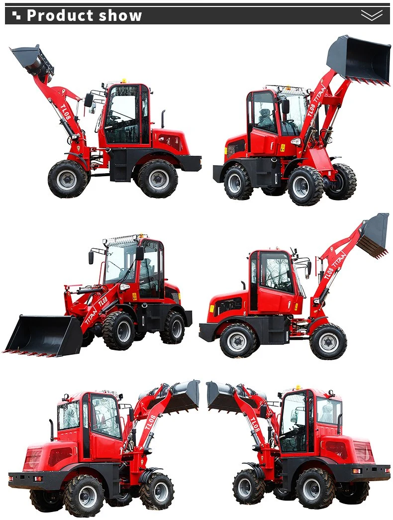 Free shipping!!! Chinese Industrial Titan Small 0.8 Ton Articulated Earth Mover Euro Auto Mini Farm Truck Wheel Tractor Front End Loader for Sale