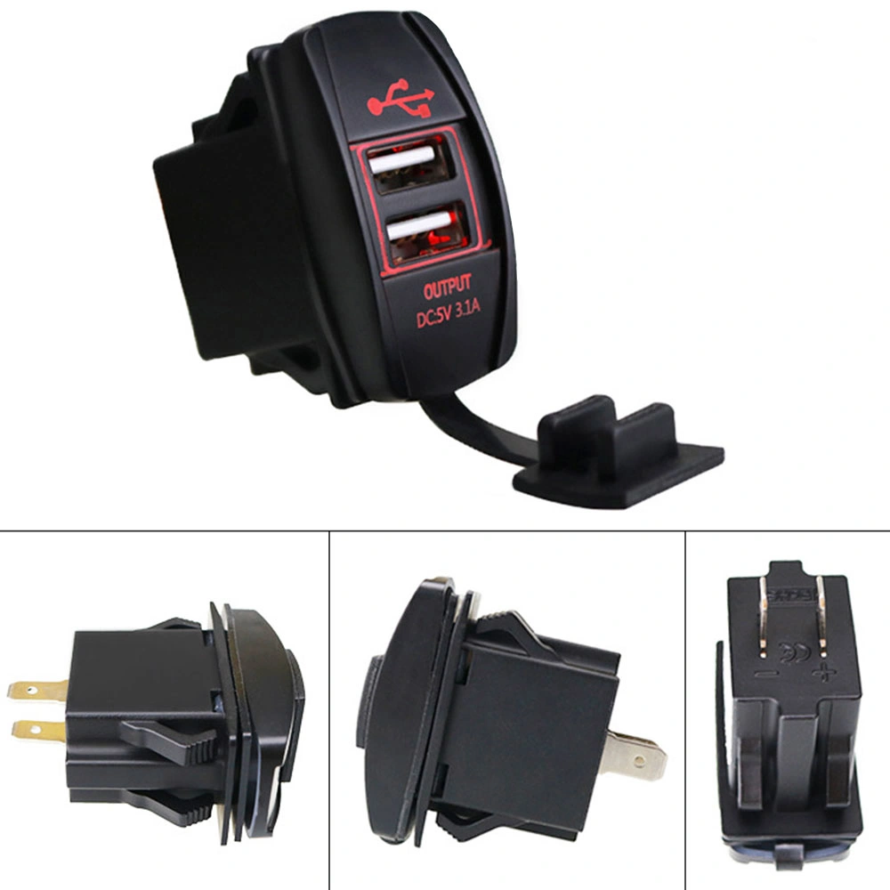 12/24V Rocker Switch Style 3.1A USB Car Charger with LED Light