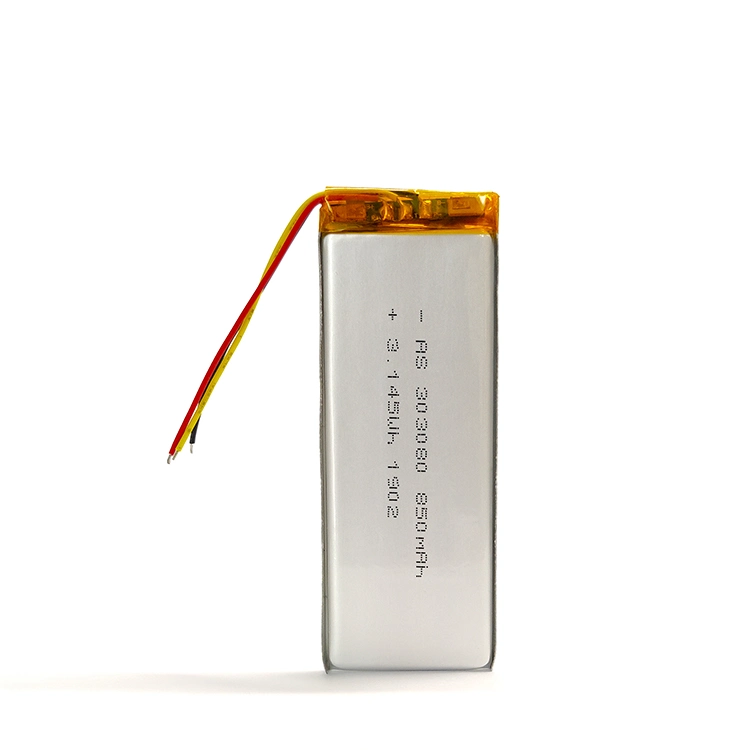 IEC62133 Certified Rechargeable 3.7V Lipo Battery 303080 850mAh Lithium Polymer Battery for Charger