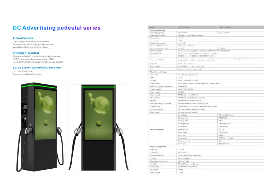 60kw Bus E Trucks Charger Custom DC Fast Electric Car Charging Station