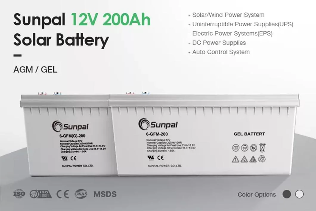 Sunpal Lead Acid Batterie Charger 24v 150ah 12V 200Ah AGM Batteries For Home Photovoltaic System