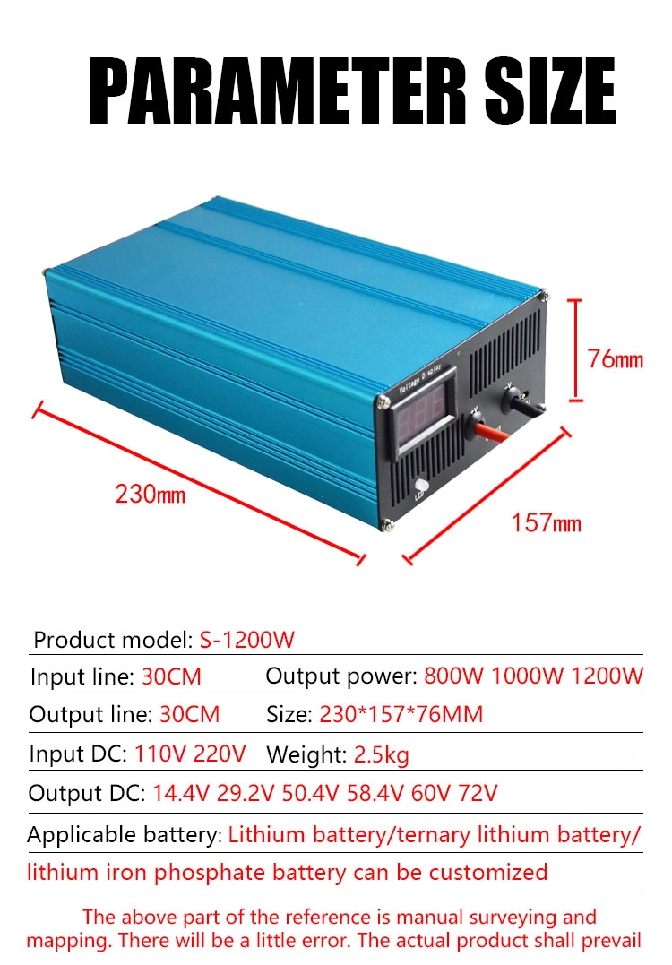 DC Battery Charger Fast Charger for Lead-Acid Batteries in Electric Vehicles 43.5V 24.3A