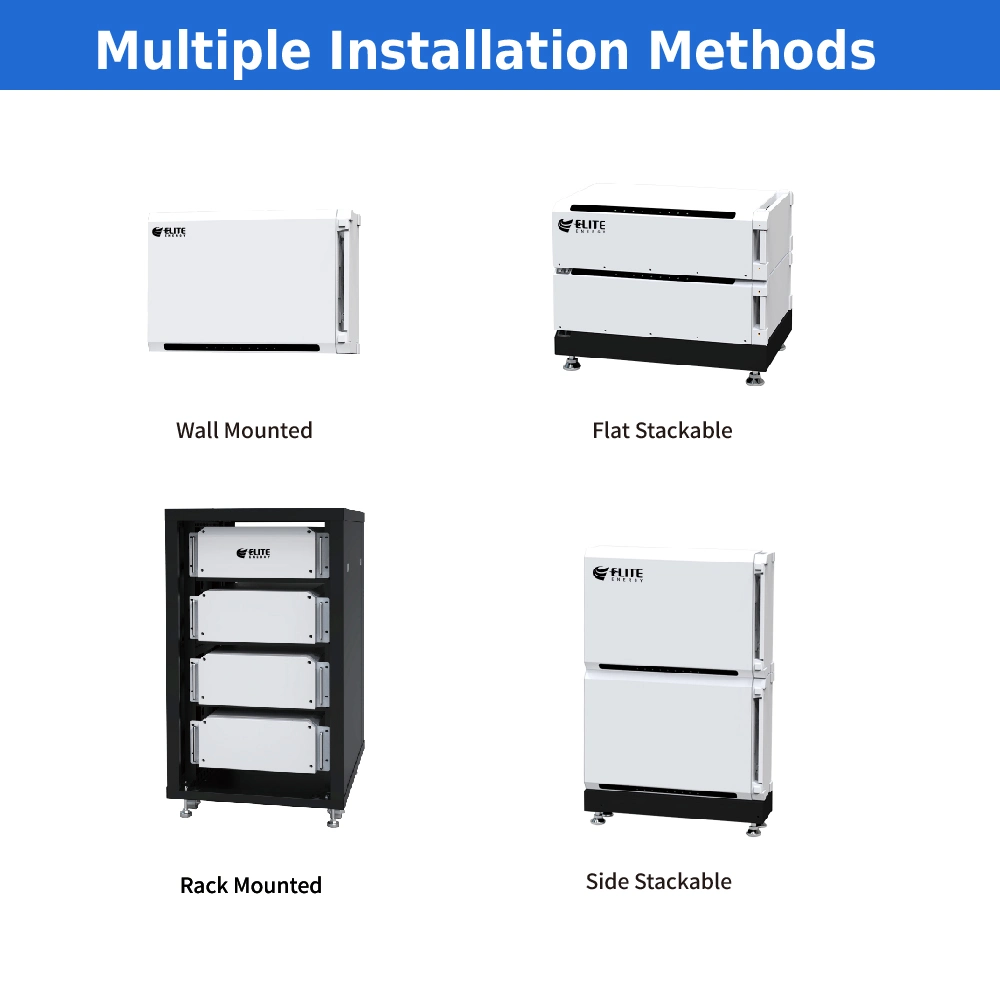 6000 Deep Cycle Life 48V 100ah 5kwh Stackable Scalable Rack Wall Mounted LiFePO4 Battery Lithium Ion 51.2V 10kwh 15kwh Solar Power Energy Storage Li Ion Battery