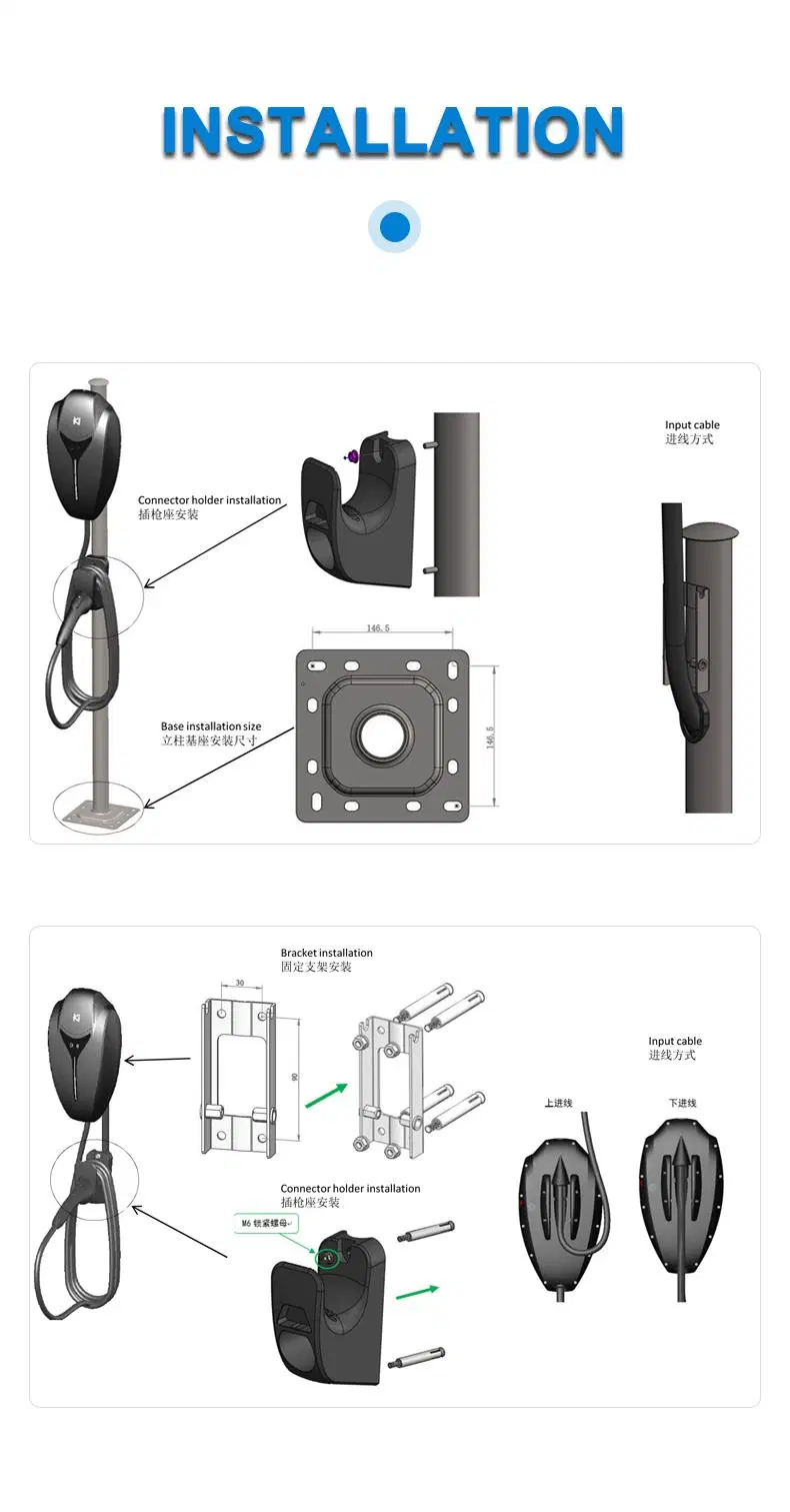 Kangni 7kw 32A Electric Car Charging Station Level 2 EV Charger Wall Mounted Charging Piles 32 AMP EV Charger