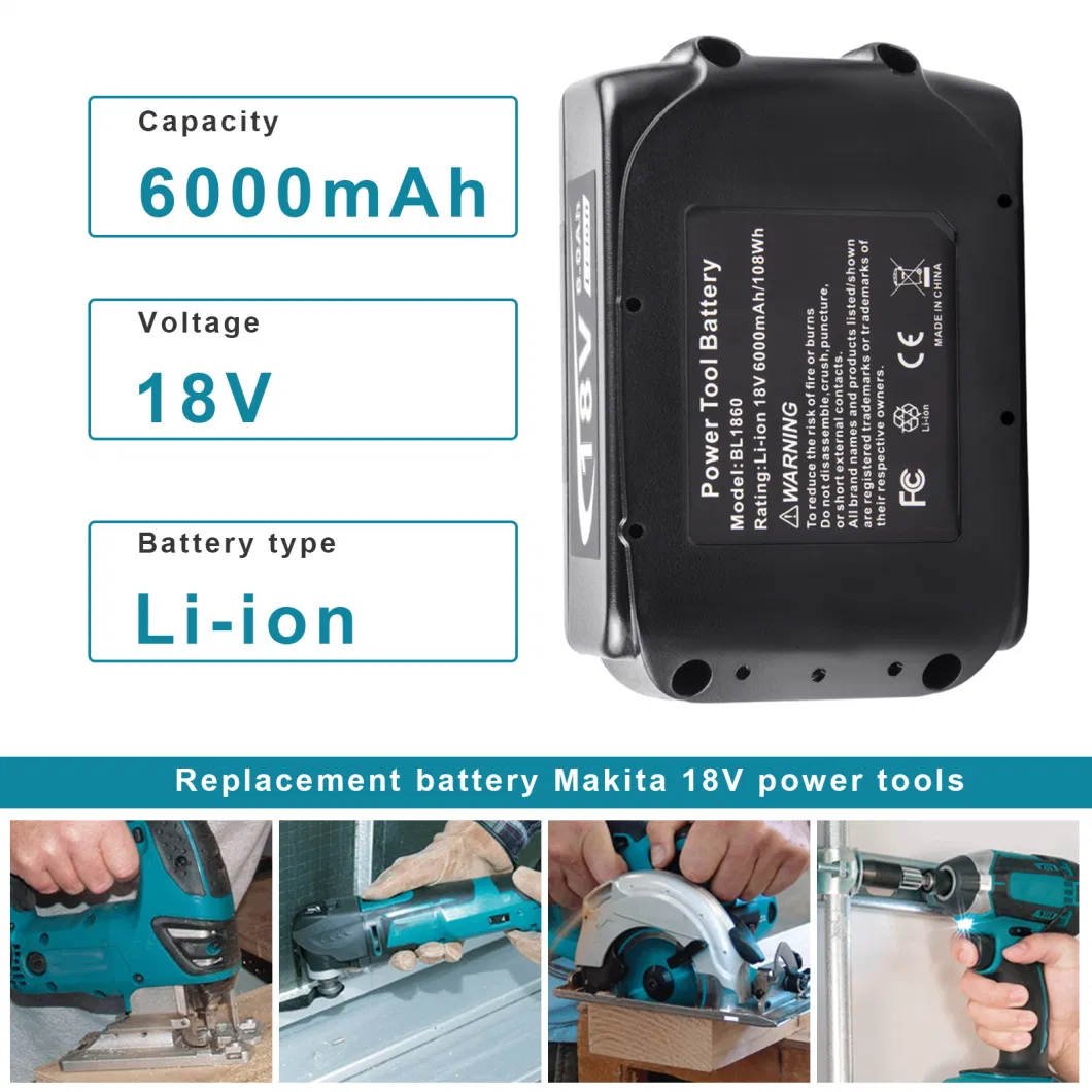 Rechargeable Battery for Makita Bl1850 18V 4000mAh Battery Replacement