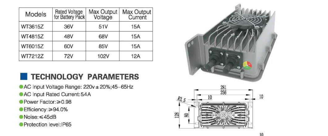 24V 36V 48V Intelligent Maintenance-Free Battery Charger for Electric Golf Cart, Forklift etc