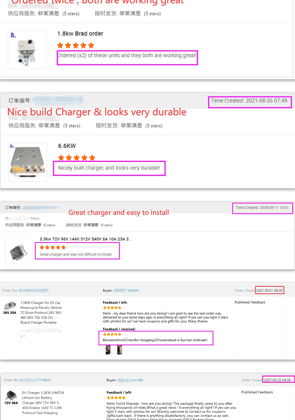 6.6kw Deligreen Obc Charger 72V96V120V144V164V288V Lipo, Life, Limn Lead Acid Battery Chargers for Electric Car Forklift Bus