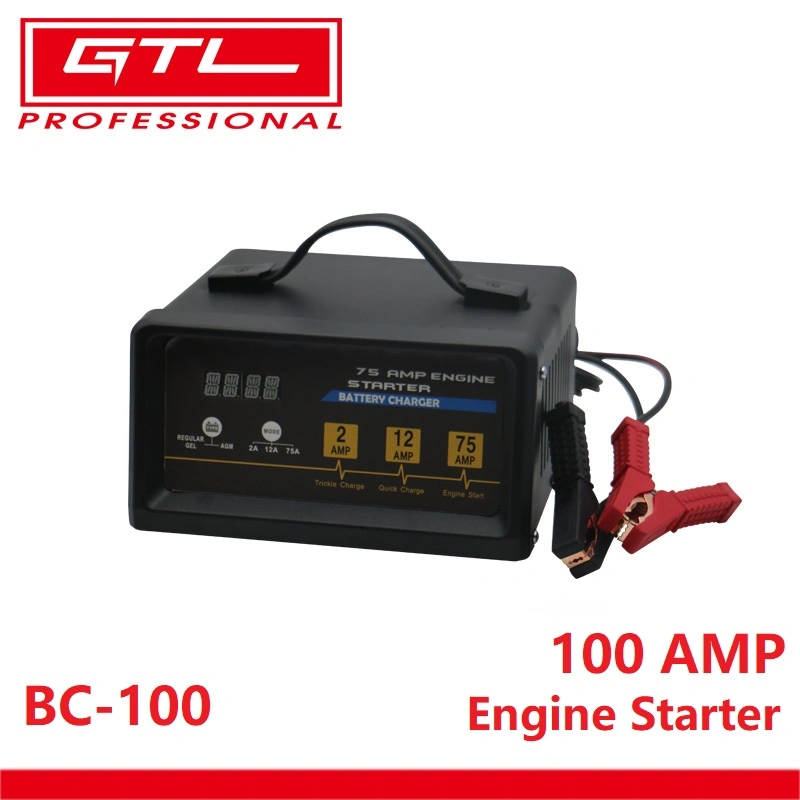 100 AMP 12 Volt Auto/Car Automatic Trickle Charge Engine Starter/ Battery Charger with Over Current, Reverse Polarity and Short Circuit Protection (BC-100)