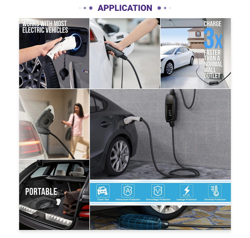 7kw 3.5kw 16A 32A SAE J1772 Type 1 Indicator Light Portable Car Electric Vehicle Chargers EV Charger