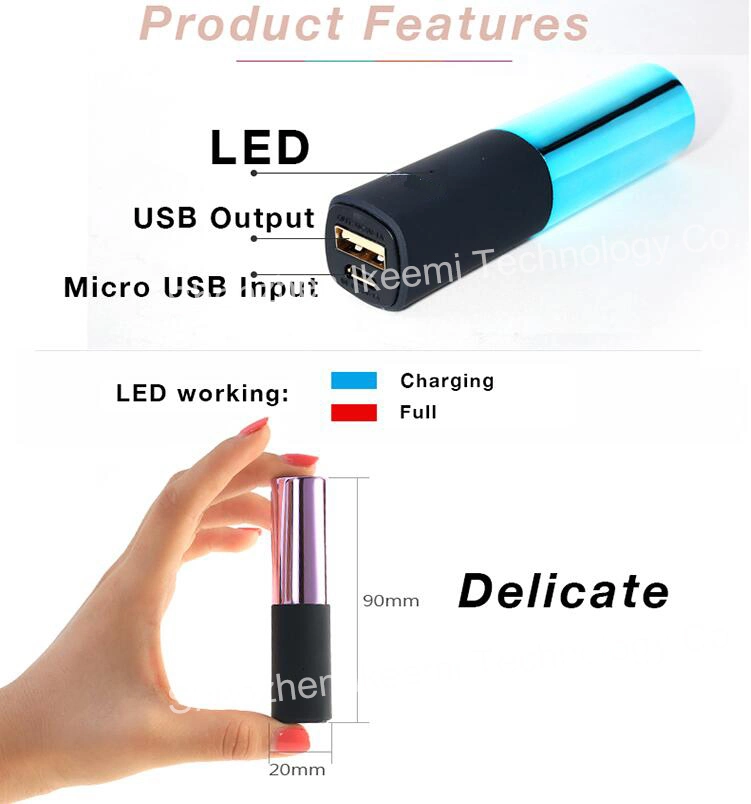 Remax Lipstick 2400mAh Mini Paver Portable 18650 Batteries External Charger