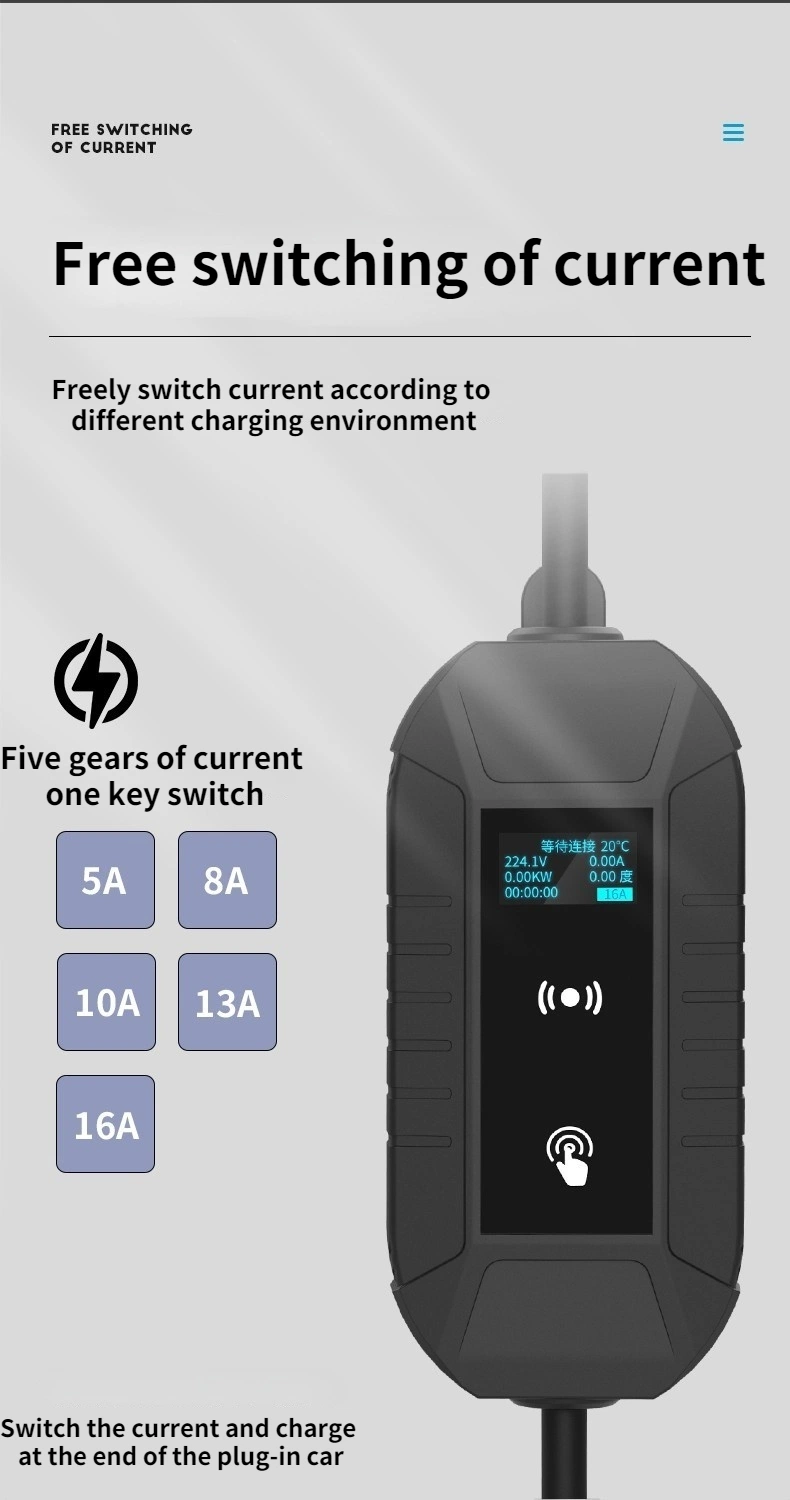 16A Adjustable 3.5kw Portable Electric Car Charger