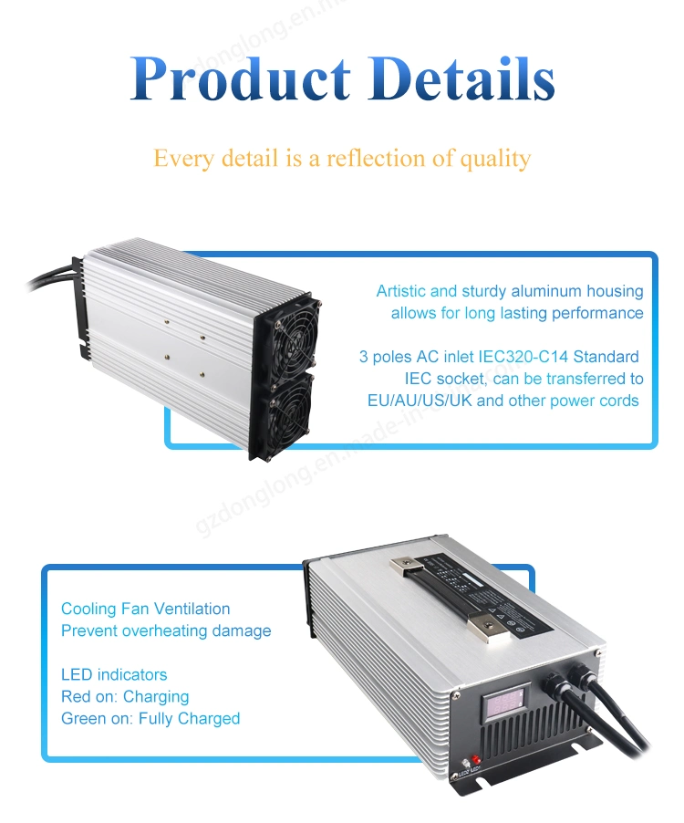 2kw 3s 12.6 Volt 100 AMP Lithium Ion Battery Charger for Electric Forklift Pallet Truck Dlon Charger