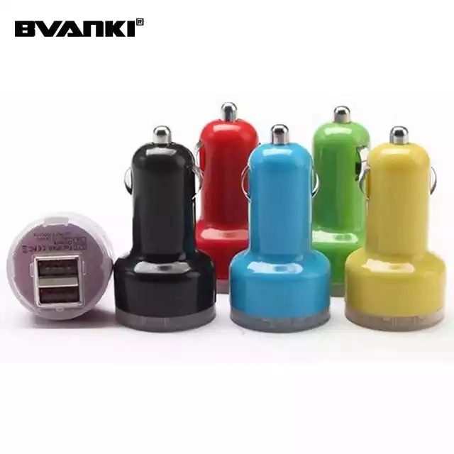 2.1 AMP Motorcycle Mobile Phone Electric Accessory Battery Portable Solar USB 2 Port Car Charger with LED Lighting