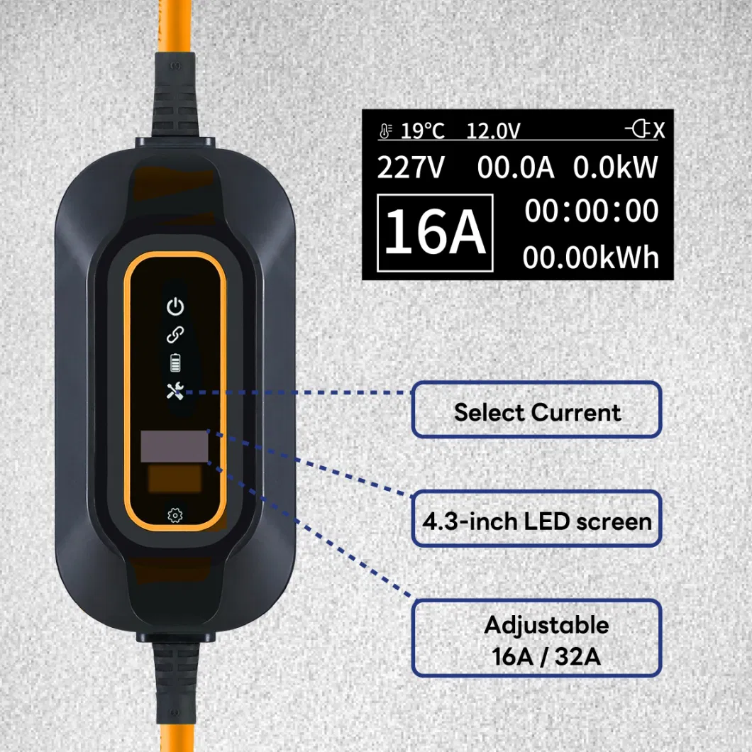 Vschnel NEMA 6-20 Level 1 EV Charger - 110V 16 AMP with 21 FT Extension Cord - Compatible with J1772 Evs