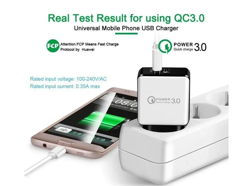 QC 3.0 Fast Wall Charger USB Quick Charge 5V 3A 9V 2A Travel Power Adapter Fast Charging Us for iPhone X Xs Samsung Huawei Tablet