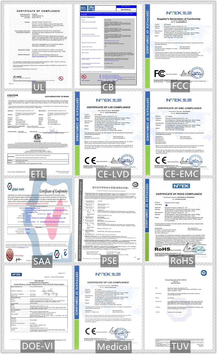 OEM UL RoHS CE CB FCC PSE SAA 12V 16.8V 24V 36V 42V 48V 30W 45W 60W 65W 90W 100W LiFePO4/Lead Acid/Li-ion/lithium Battery Charger for Laptop/Scooter/Hoverboard