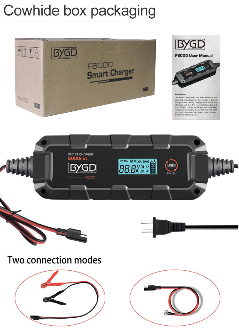 Factory 12V 6A Automatic Intelligent Start Stop Pulse Repair Lead Acid 12 Volt Battery Charger