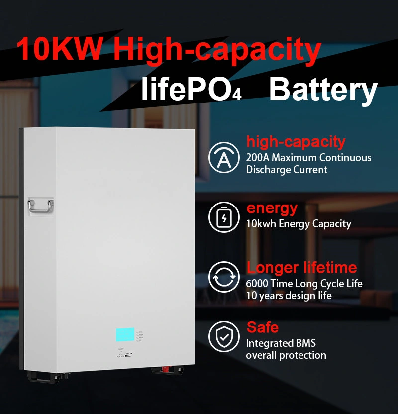 Stackable Lithium Battery Pack 5kwh 10kwh 48V 51.2V 100ah 200ah LiFePO4 Home Solar Energy Battery Pack Movable Home Inverter Power Battery Solar Cell 12V