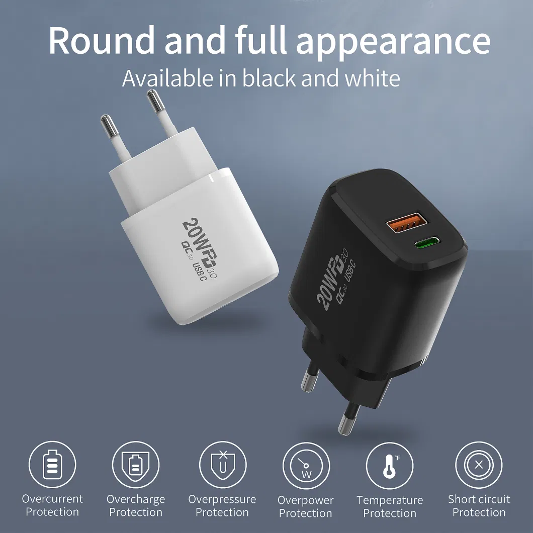 2024 Newest for Apple iPhone 14 20W Pd Charger QC3.0 Dual USB Power Adapter Travel Wall Charger