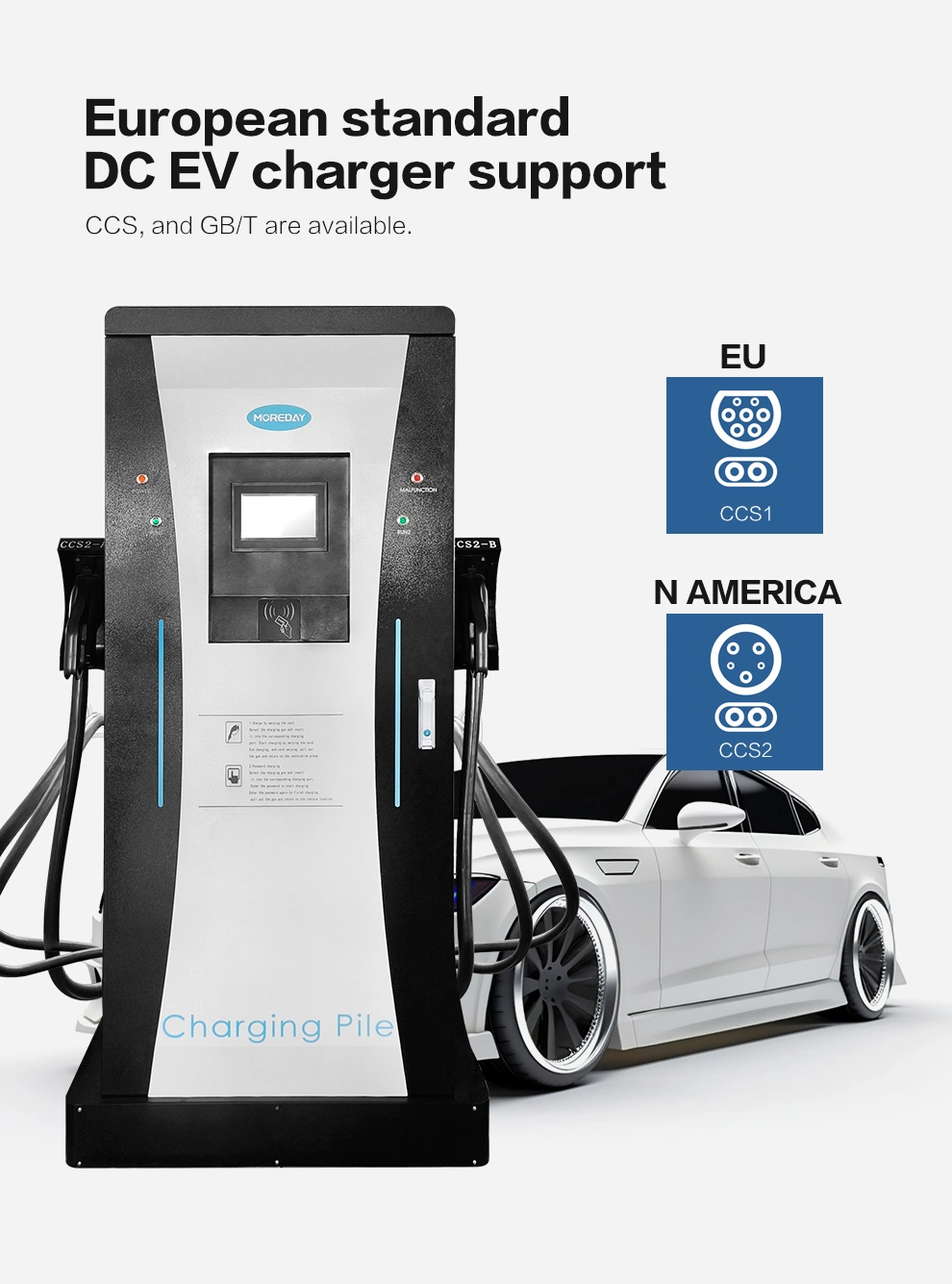 Electric Car Station UK EU Certification North America CCS Type 2 AC Charger Floor Type Vehicle Charging Pile Station for Tesla EV