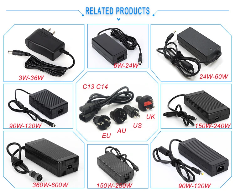 OEM UL RoHS CE CB FCC PSE SAA 12V 16.8V 24V 36V 42V 48V 30W 45W 60W 65W 90W 100W LiFePO4/Lead Acid/Li-ion/lithium Battery Charger for Laptop/Scooter/Hoverboard