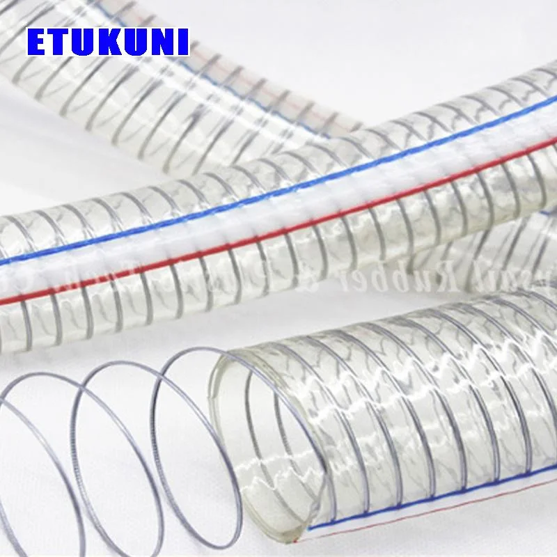 Factory Supply PVC Conduit Pipe Tensile PVC Steel Wire Spiral Reinforced Hose for Water Oil Powder Suction Discharge Conveying