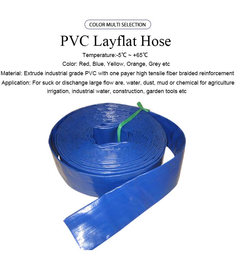 Manufactures Flexible TPU Water Pump Discharge Layflat Hose Pipe with Irrigation Fitting