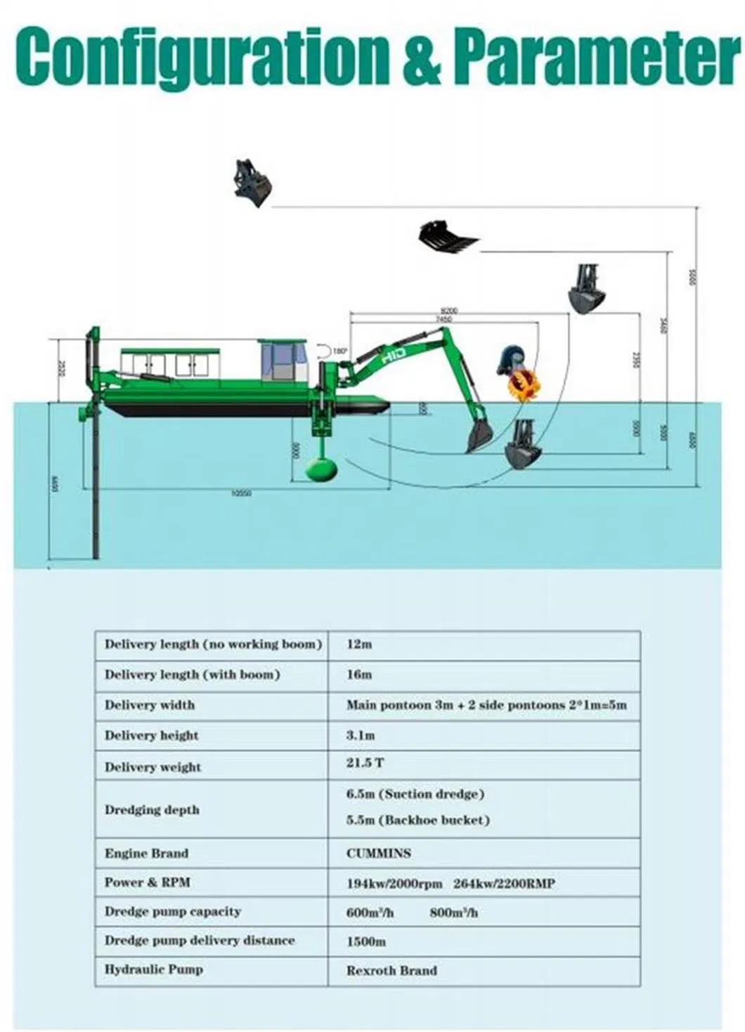 600m3/H Cutter Suction Dredge Water Master Sand Multipurpose Excavator Backhoe Dredging Machine Amphibious Multi-Function Dredger