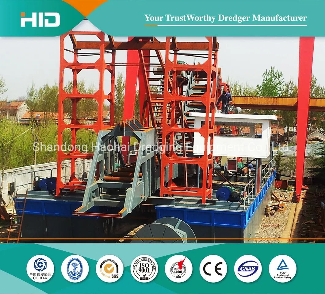 Small Chain Bucket Dredger with 800m3/H Sand/Gold Dredging Capacity